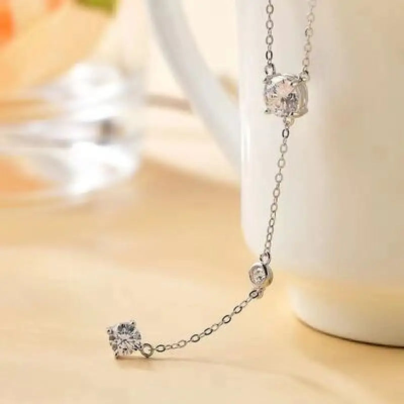 1.5 Carat Moissanite 925 Sterling Silver Y Necklace - Silver / One Size - Necklaces