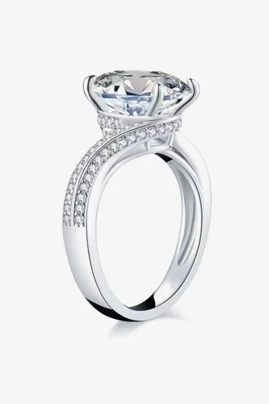 3 Carat Moissanite Oval cut with Side Stone Ring - Ring