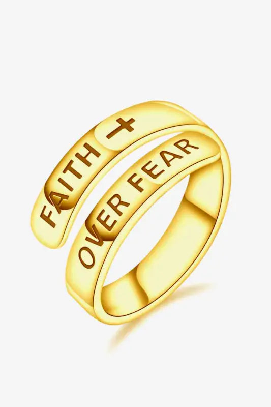 925 Sterling Silver FAITH OVER FEAR Bypass Ring - Ring