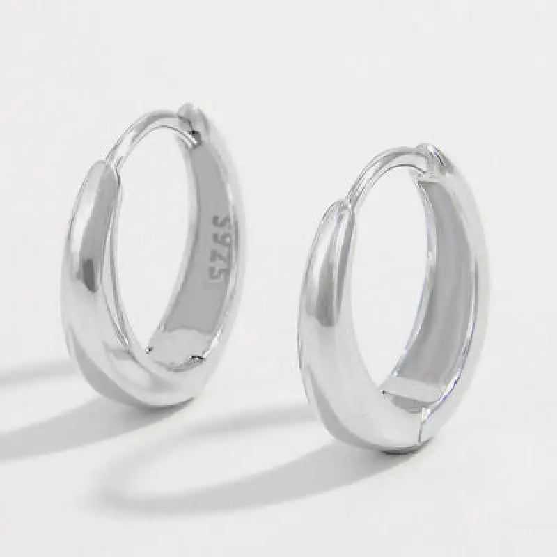 925 Sterling Silver Inlaid Zircon Huggie Earrings - Silver / One Size - Earrings