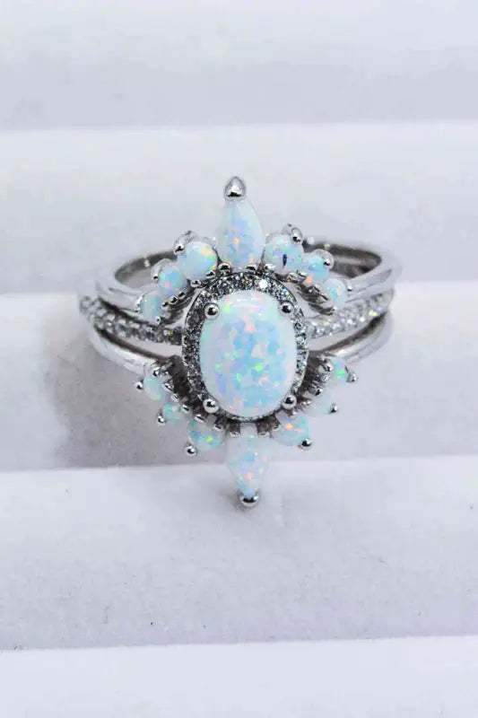 925 Sterling Silver Opal Ring - Opal / 5 - Rings