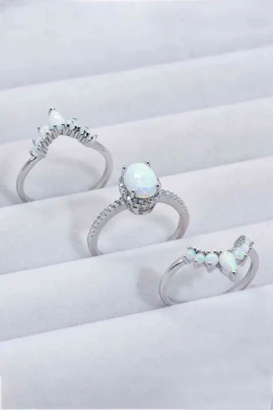 925 Sterling Silver Opal Ring - Rings