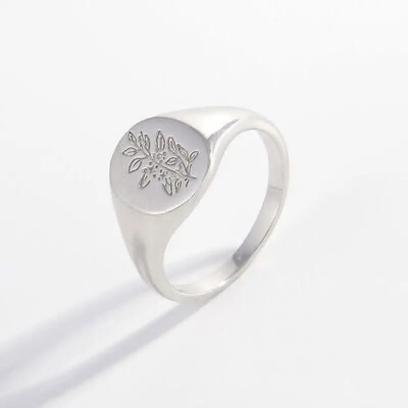 925 Sterling Silver Signet Ring - Silver / 6 - Ring