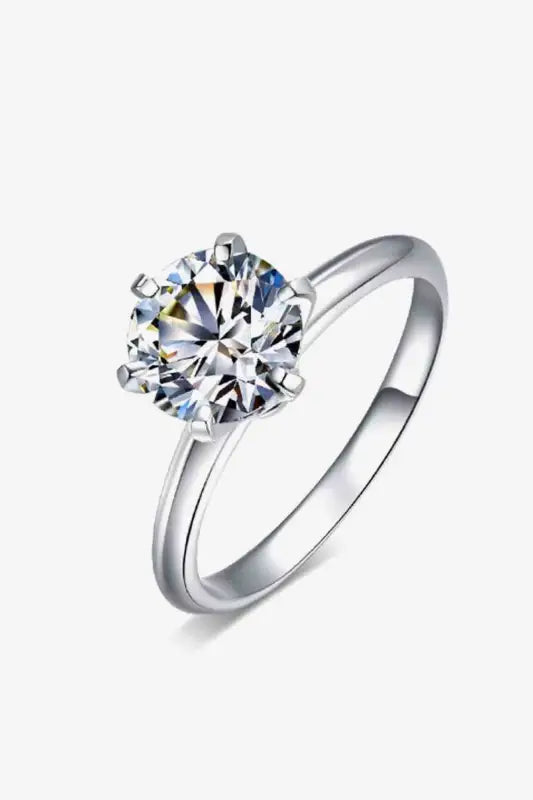 Adored 925 Sterling Silver 3 Carat Moissanite 6-Prong Engagement Ring - Ring