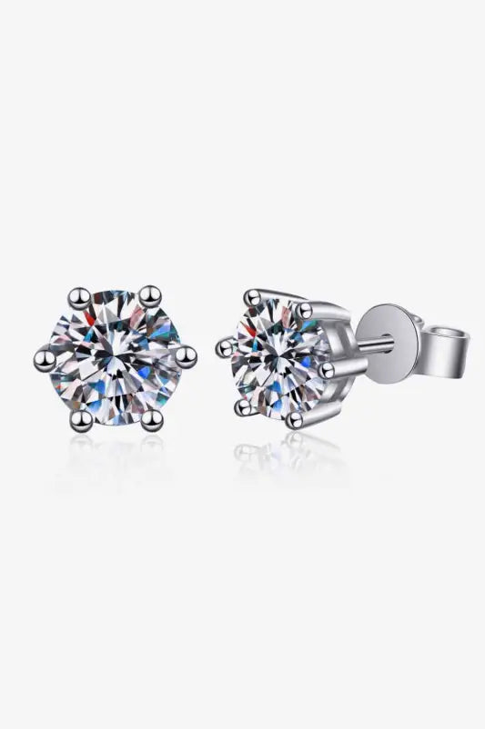 Adored Moissanite Stud Earrings - Silver / One Size - Earrings