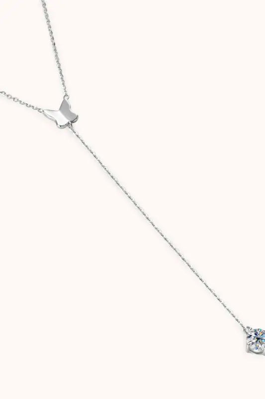 Butterfly Drop Down 1 Carat Moissanite 925 Sterling Silver Necklace - Necklaces