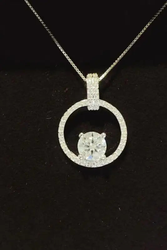 Circle of Love 1 Carat Moissanite 925 Sterling Silver Necklace - Silver / One Size - Necklaces