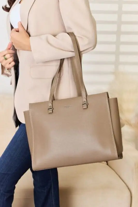 David Jones Medium Work Tote Bag - TAUPE / One Size