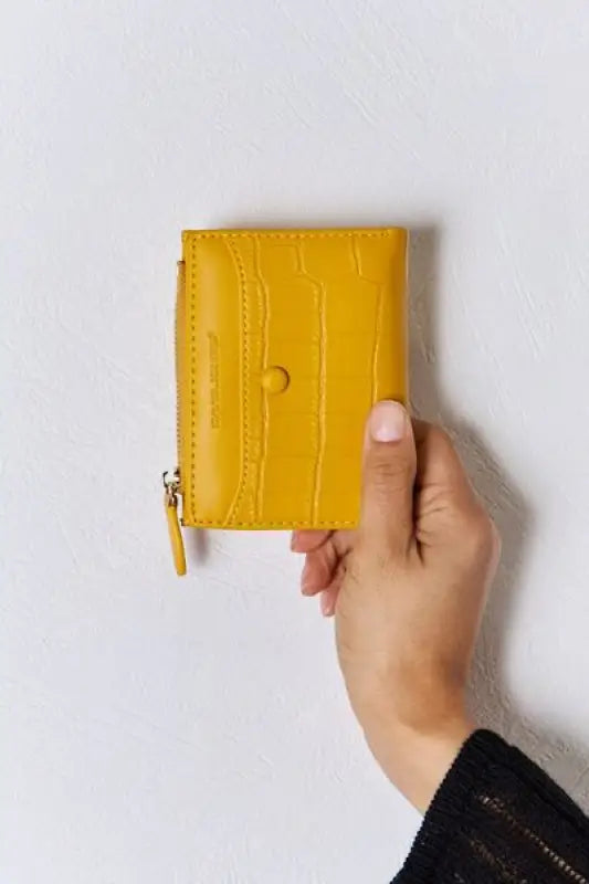 David Jones Texture PU Leather Mini Wallet - YELLOW / One Size