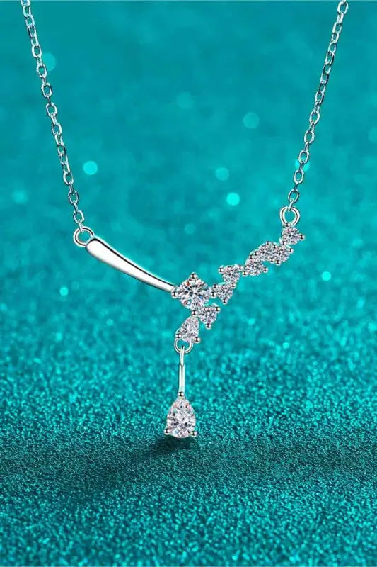 Floral 1 Carat TW Moissanite 925 Sterling Silver Necklace - Silver / One Size - Necklaces