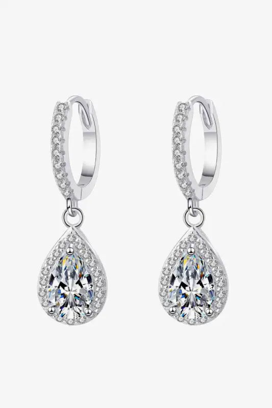 Gorgeous 925 Sterling Silver 2 CT Moissanite Teardrop Earrings - Silver / One Size - Earrings