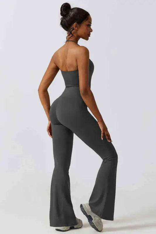 Halter Neck Flare Sport Jumpsuit