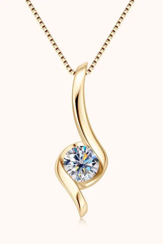 Hugging 1 Carat Moissanite 925 Sterling Silver Necklace - Gold / One Size - Necklaces