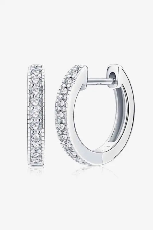 Inlaid Moissanite Hoop Earrings - Silver / One Size - Earrings