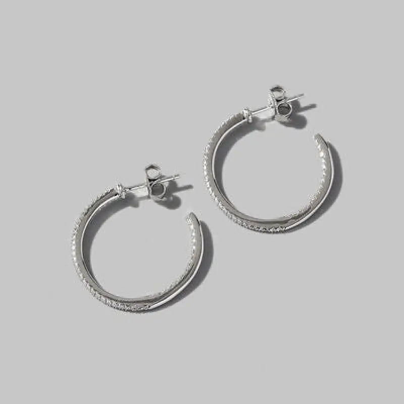 Zircon 925 Sterling Silver C-Hoop Earrings - Silver / One Size